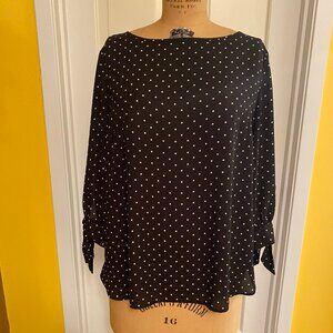 black polka dot, xl tunic blouse, lightweight